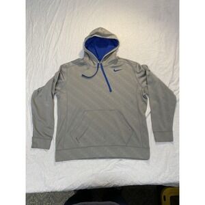 Nike Therma-Fit Hoodie Gray Blue Pullover Sweatshirt Men's XL Swoosh